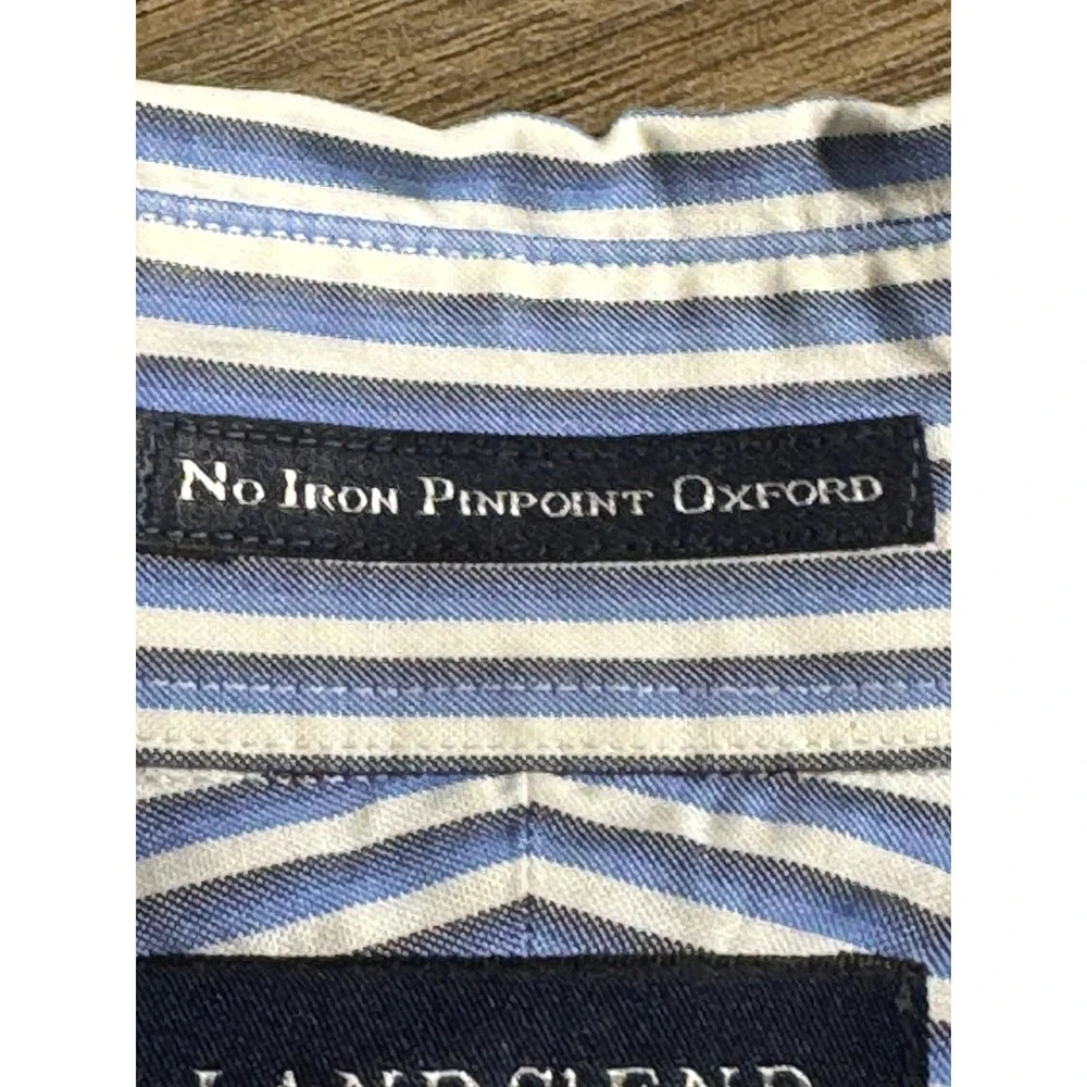 Lands End Mens 19-36 Big & Tall No Iron‎ Supima Cotton  Oxford Shirt Blue 3X